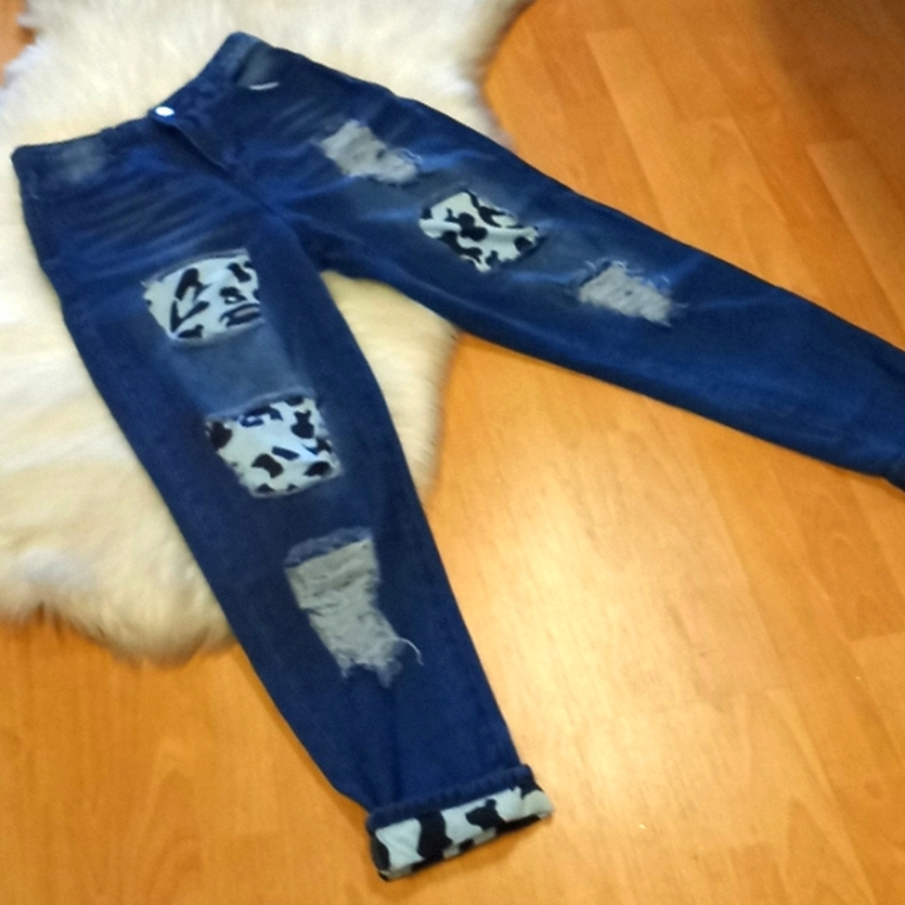 Misslook Patchwork Distressed Cuffed Jeans - image 7